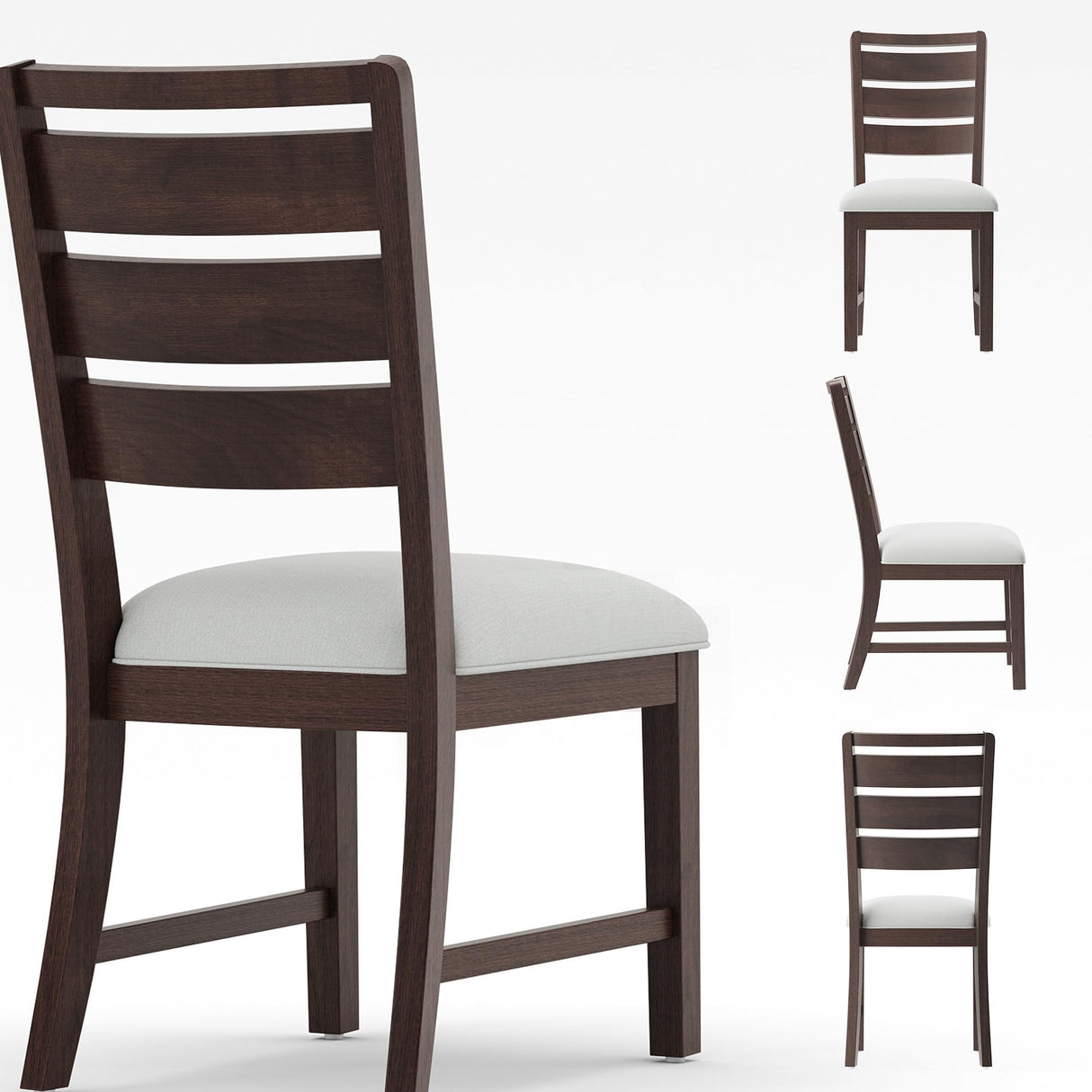 COLAMY Solid Wood Dining Chair Set of 6 with Fabric Upholstered Cushion, Ladder Back Farmhouse Kitchen Chair, Modern Two-Tone Chair for Home and Restaurant, Brown COLAMY