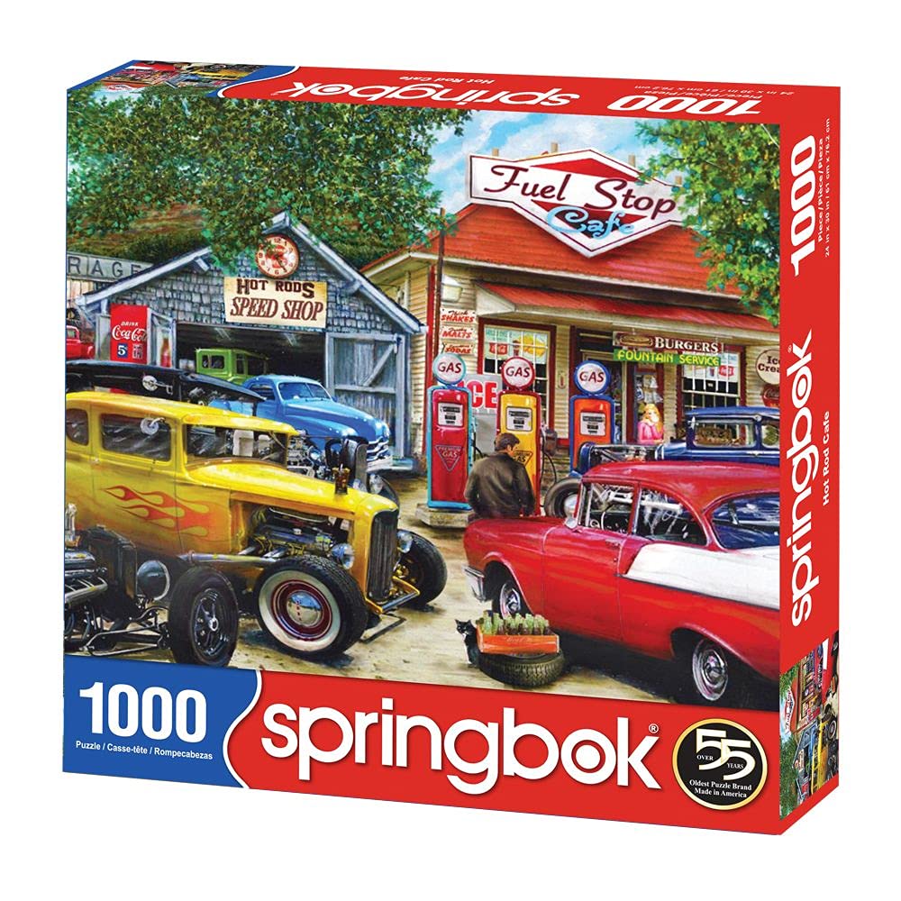 Springbok's 1000 Piece Jigsaw Puzzle Hot Rod Cafe - Made in USA Springbok