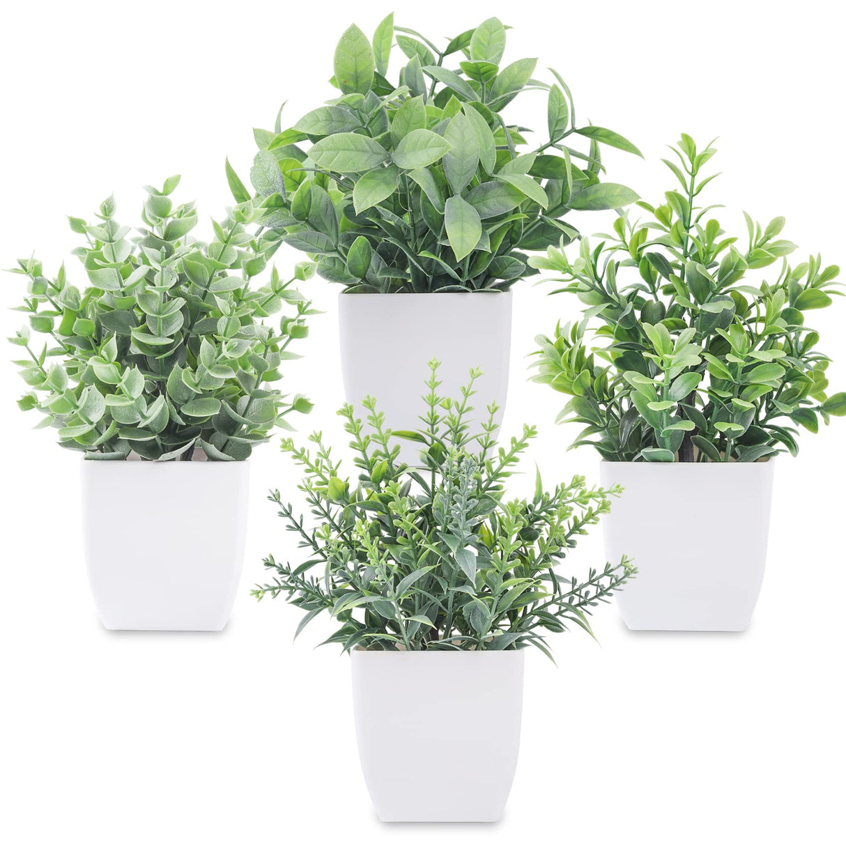 Der Rose 4 Pack Fake Plants Mini Artificial Greenery Potted Plants for Home Decor Indoor Office Table Room Farmhouse Der Rose