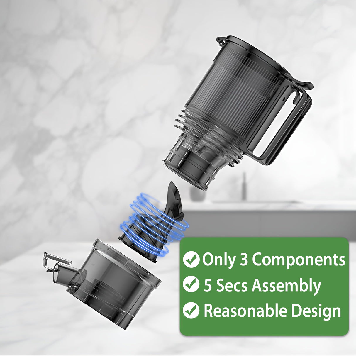 Cold Press Juicer Machines, Floisdace 5.4" Self-Feeding Masticating Juicer Fit Whole Fruits & Vegetables, 350W Professional Slow Juices Extractor Easy to Clean, BPA Exclude-Black Floisdace