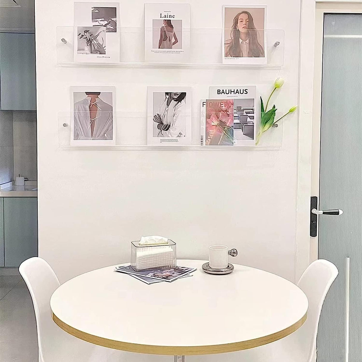 ROYALITA 2-Pack Acrylic Magazine Holder Brochure Holder, 17" Record Holder Magazine Rack, Fashion Hanging Bookshelf Literature Storage Rack for Waiting Room, Living Room, Office, Clear 17 Inch ROYALITA