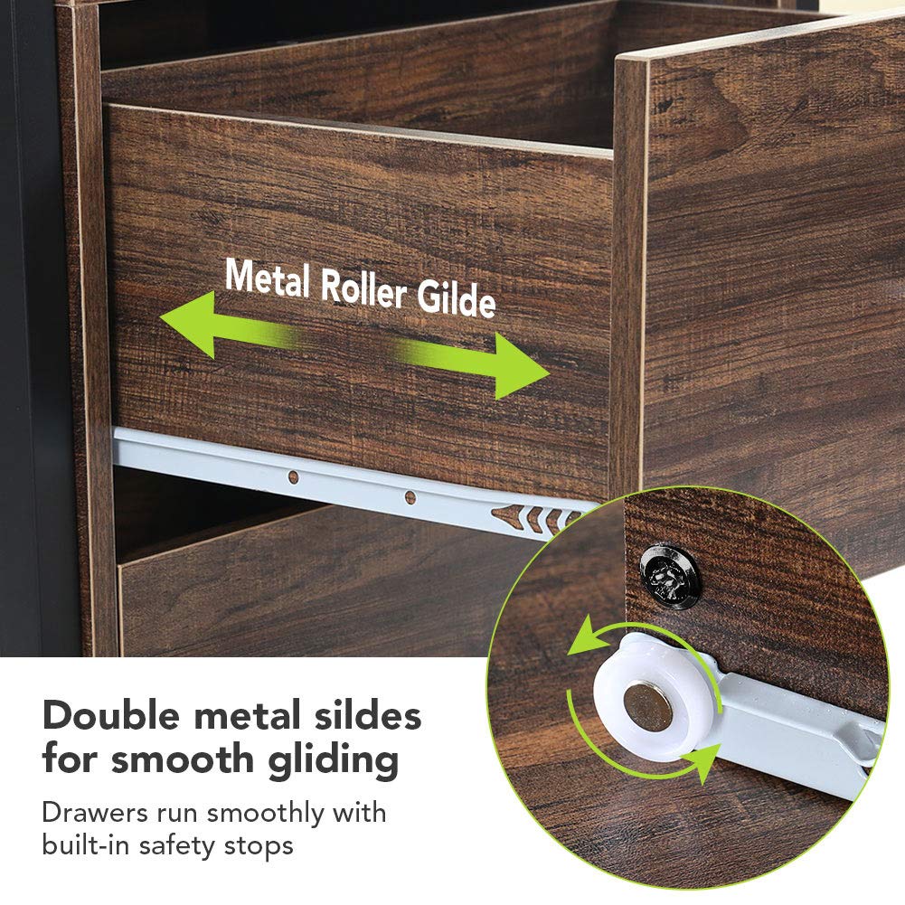 Tribesigns Rustic 4-Tier Bookcase with 2 Storage Drawers for Home Office Tribesigns