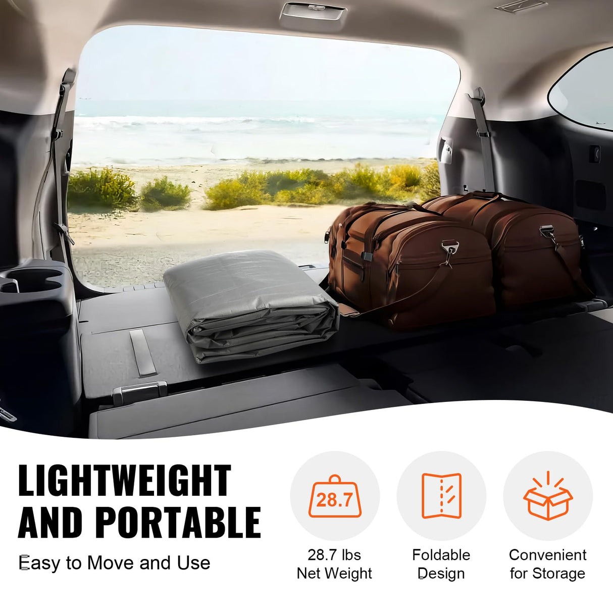 VEVOR Carport Replacement Canopy Cover Top + Side Wall 10 x 20 ft, Garage Tent Shelter Tarp Heavy-Duty Waterproof & UV Protected, Easy Installation with Ball Bungees,Grey (Frame Not Included) VEVOR