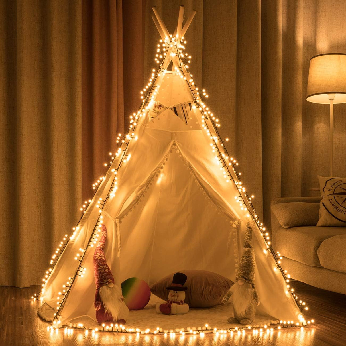 AWQ 500 LED 49ft Christmas Cluster Lights Christmas String Lights Plug in 8 Modes Extendable for Christmas Home Garden Wedding Party Xmas Tree Indoor Outdoor Decor (500, Warm White) AWQ