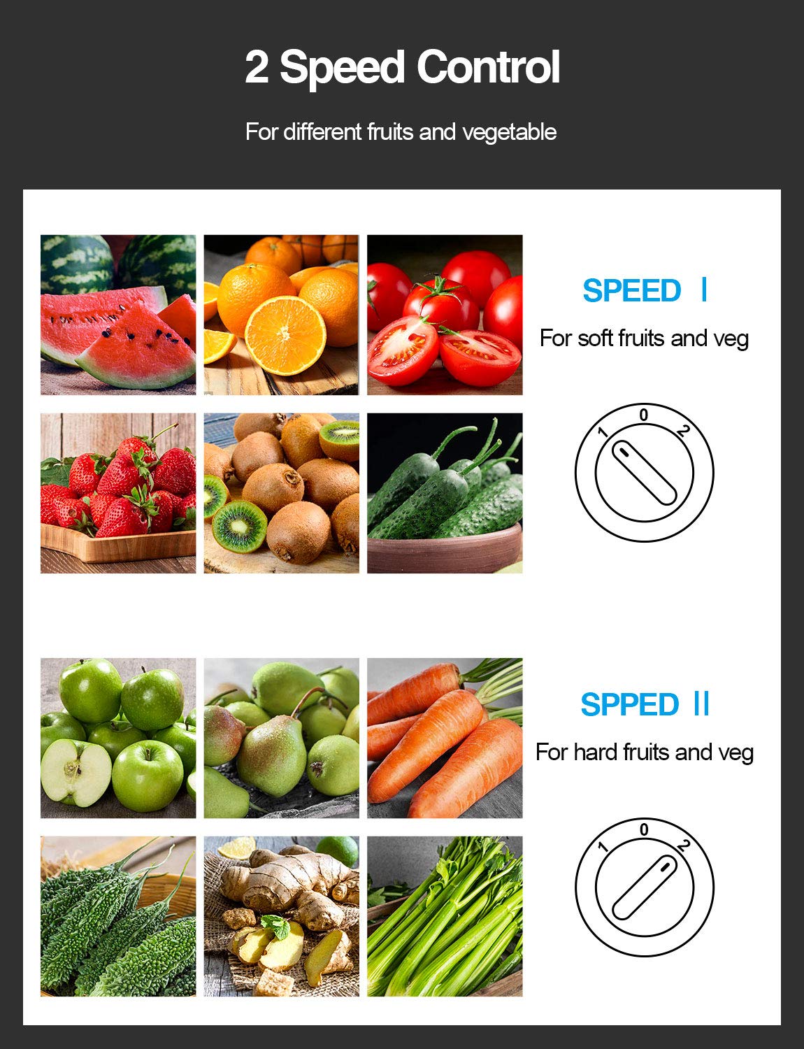 Qcen Juicer Machine, 500W Centrifugal Juicer Extractor with Wide Mouth 3” Feed Chute for Fruit Vegetable, Easy to Clean, Stainless Steel, BPA-free (Black) QCen