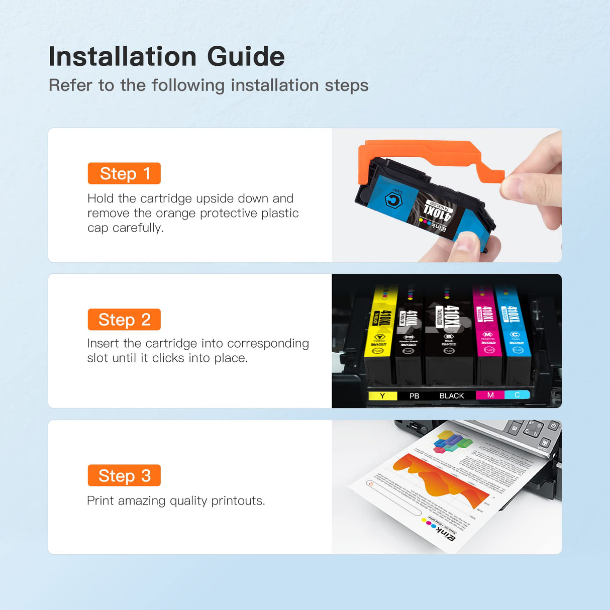 E-Z Ink Remanufactured Ink Cartridge Replacement for Epson 410XL 410 XL T410XL to use with Expression XP-640 XP-830 XP-7100 XP-530 XP-630 XP-635 (Black, Cyan, Magenta, Yellow, Photo Black) 5 Pack E-Z Ink