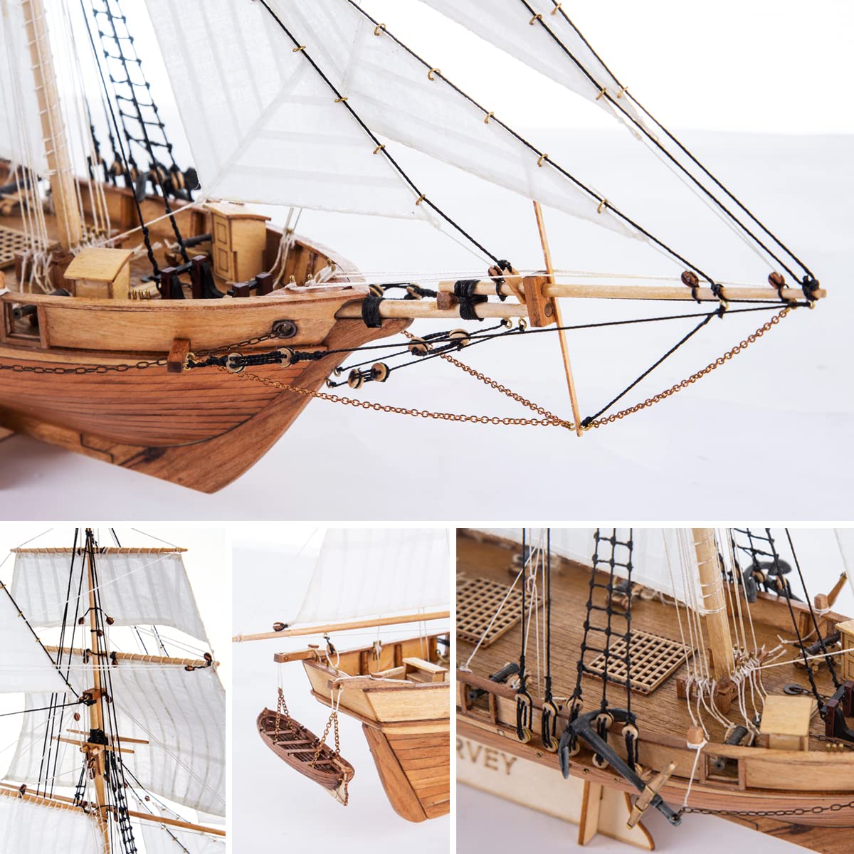 GAWEGM Wooden Ship Model Building Kits for Adults - 1/96 Scale Harvey 1847 Model Ships Assembled with Metal Accessory, for Collection, Teaching Exhibition, Ship Model Hobby, Assemble Expert GAWEGM
