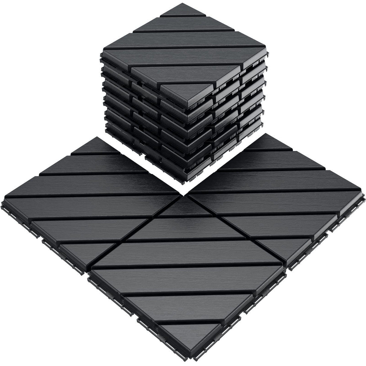 VANCASTLE Plastic Interlocking Deck Tiles, 11.8"x11.8"(Pack of 9), Patio Flooring Outdoor Waterproof All Weather Use for Garden Poolside Front/Back Yard, Dark Grey VANCASTLE