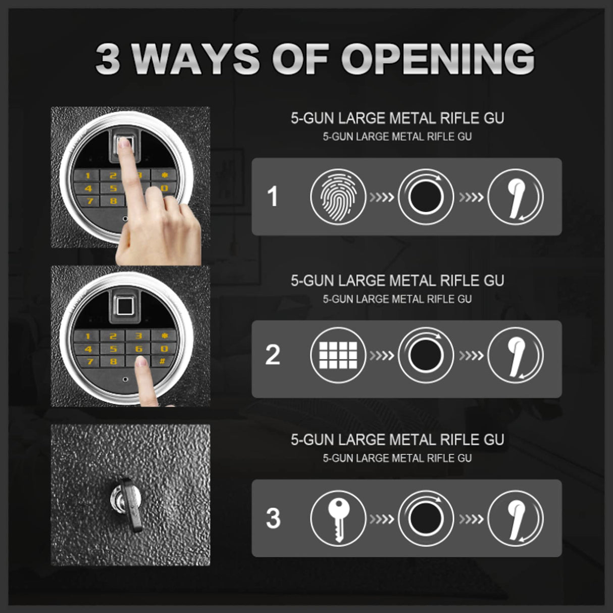 Langger V Biometric Rifle Gun Safe,Quick Access 5-Gun Large Improved Fingerprint Shotgun Security Cabinet for Rifle Shotgun w/o Scopes with Pistol Lock Box,Removable Storage Shelf (New Biometric Safe) LANGGER V