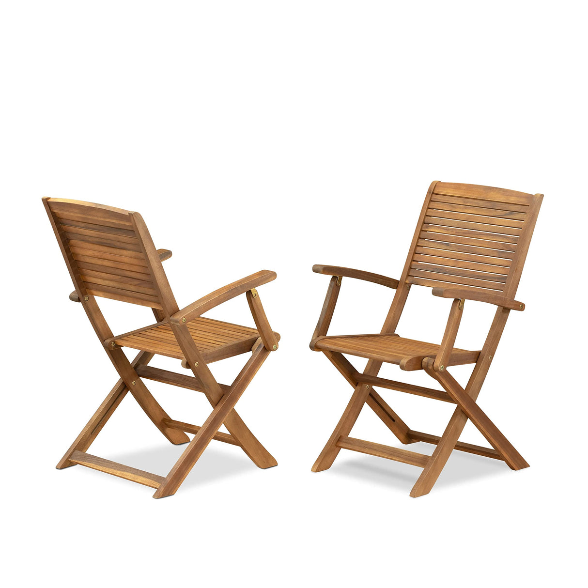 East West Furniture BHDCANA Hayward Outdoor Dining Folding Arm Chairs-Acacia Wood, Set of 2, Natural Oil East West Furniture