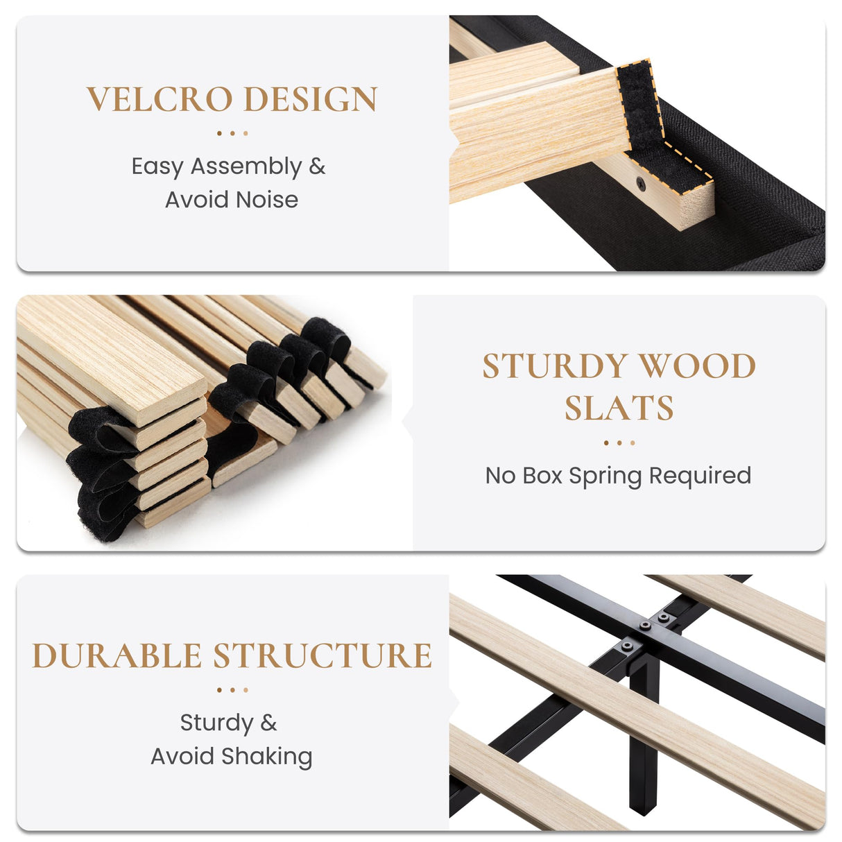 SHA CERLIN King Size Platform Bed Frame with Upholstered Headboard and Wingback, Button Tufted Design, Easy Assembly, No Box Spring Needed, Black SHA CERLIN