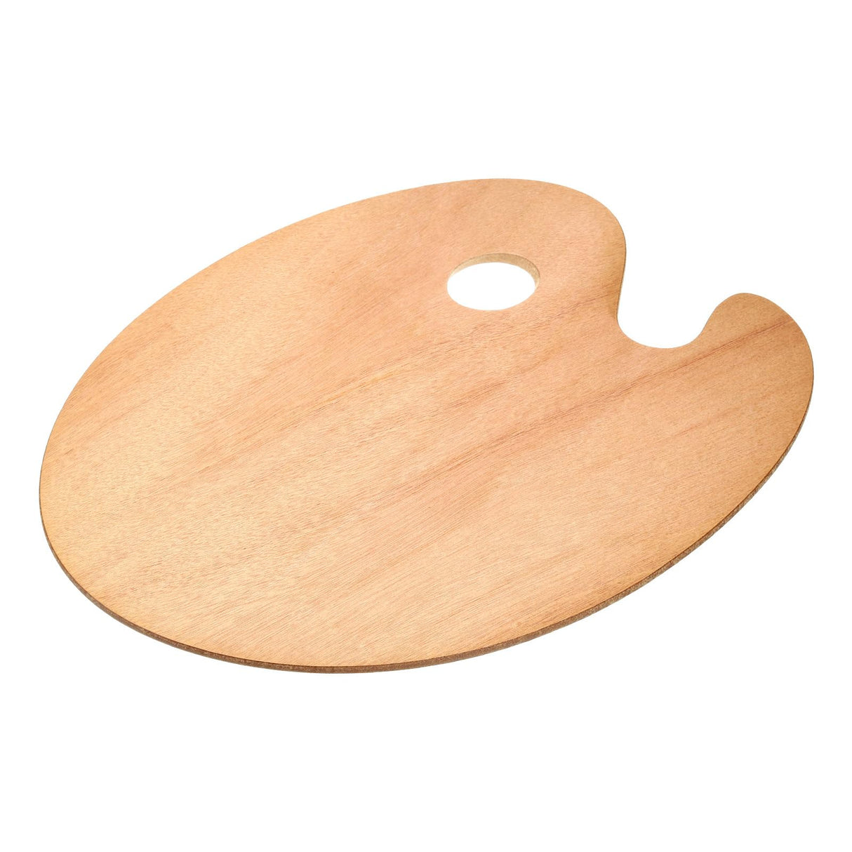 PATIKIL 16"x12" Wooden Paint Palette, Wood Painting Palette Color Mixing Round Paint Tray Palette with Thumb Hole for Oil Watercolor Artist, Brown PATIKIL