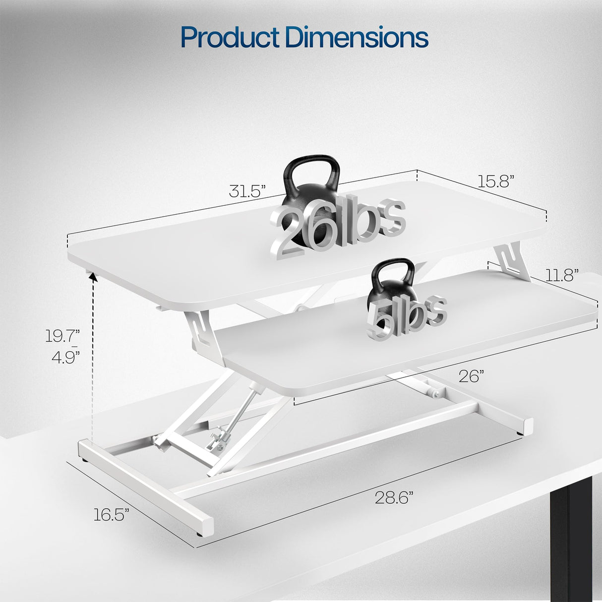 VIVO Desk Converter 32 inch Height Adjustable, MDF Wood Sit to Stand Riser, White, DESK-V000SW VIVO