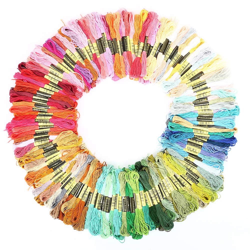 200 Color Embroidery Thread, Embroidery Floss Skeins Cotton Rainbow Color Cross Stitch Threads Sewing Craft Supplies Palettes Bracelets Floss 8m for Friendship Bracelets DIY Crafts DNAMYJME