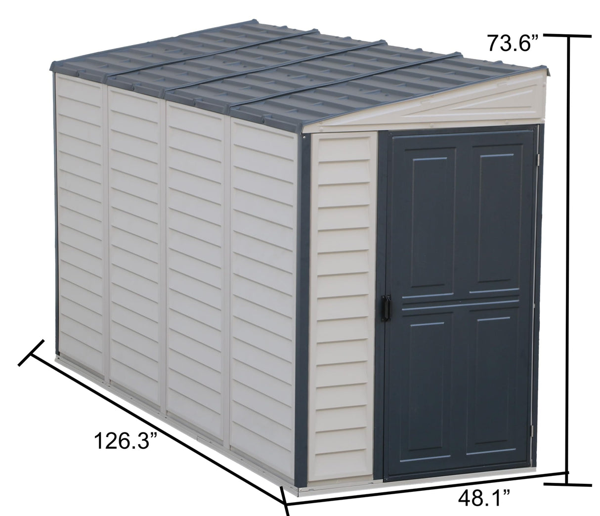 Duramax SideMate 4x10 FT PVC Resin Outdoor Garden Lean-to Storage Shed with Foundation Kit – All-Weather Vinyl Storage, Heavy-Duty Construction, Maintenance-Free, Adobe with Gray Trim DURAMAX