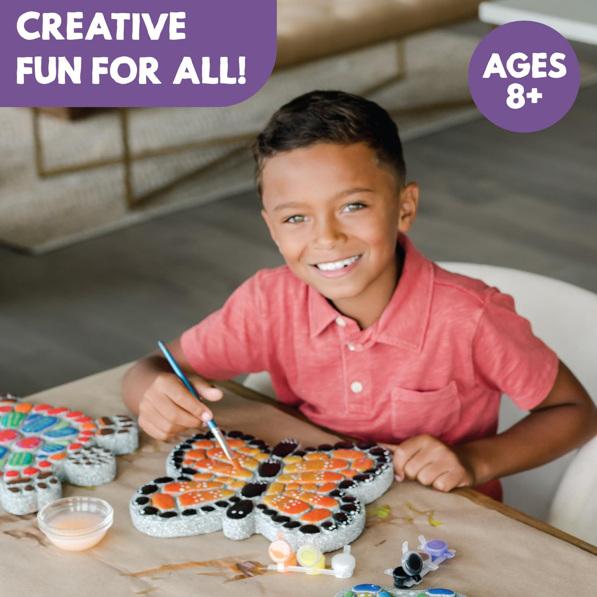 MindWare Paint Your Own Stepping Stone Butterfly, Rock Painting Kit, Stepping Stones Crafts for Kids Ages 8 & up MindWare