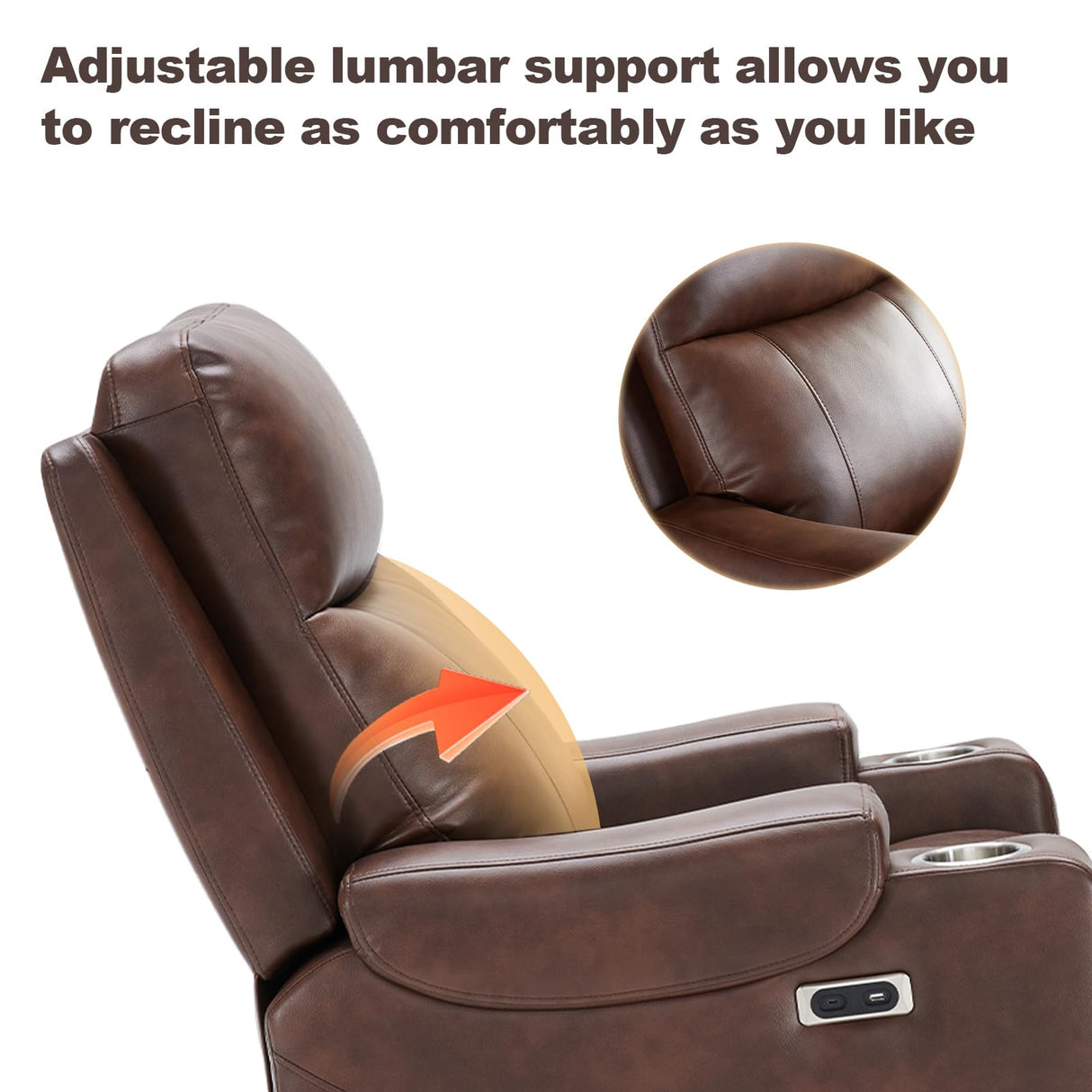 Eiayeebil Triple Motor Power Lift Recliner Chair with Adjustable Lumbar Support, Lay Flat Recliner for Elderly, Breathable Brown Leather Recliner, Lift Chair Massage & Heating, USB Ports, Cup Holders Eiayeebil