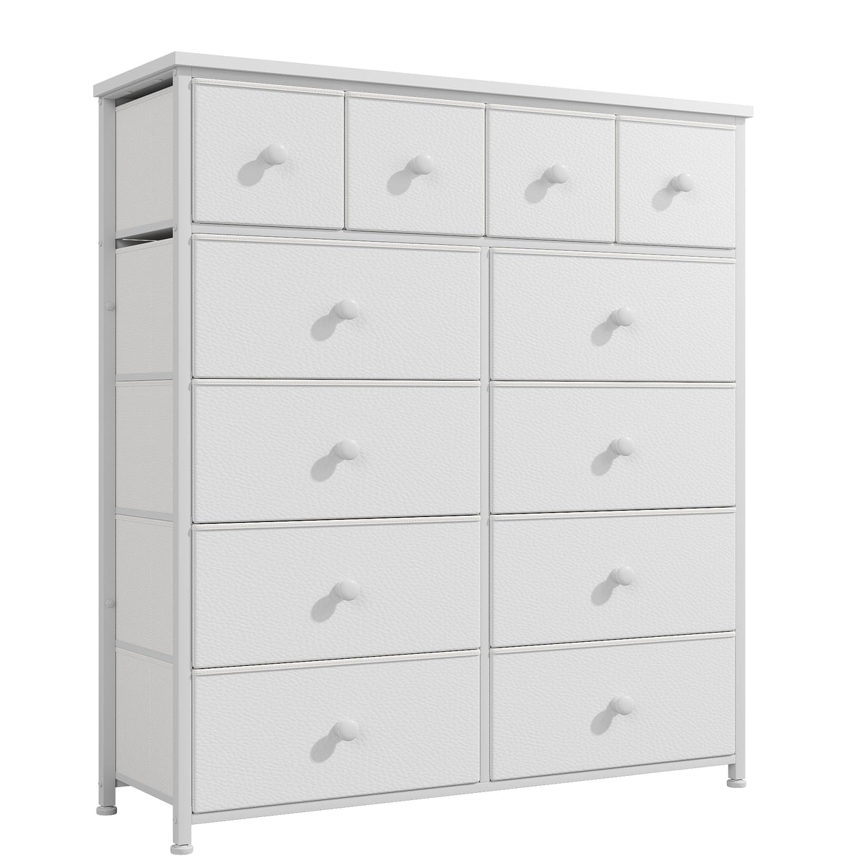 Bepatio Dresser for Bedroom with 12 Drawers Tall Dressers for Bedroom Fabric Dressers & Chest of Drawers with Sturdy Metal Frame, Wood Top, for Girls, Closet, 40.6" W x 11.8" D x 44.5" H (White) Bepatio