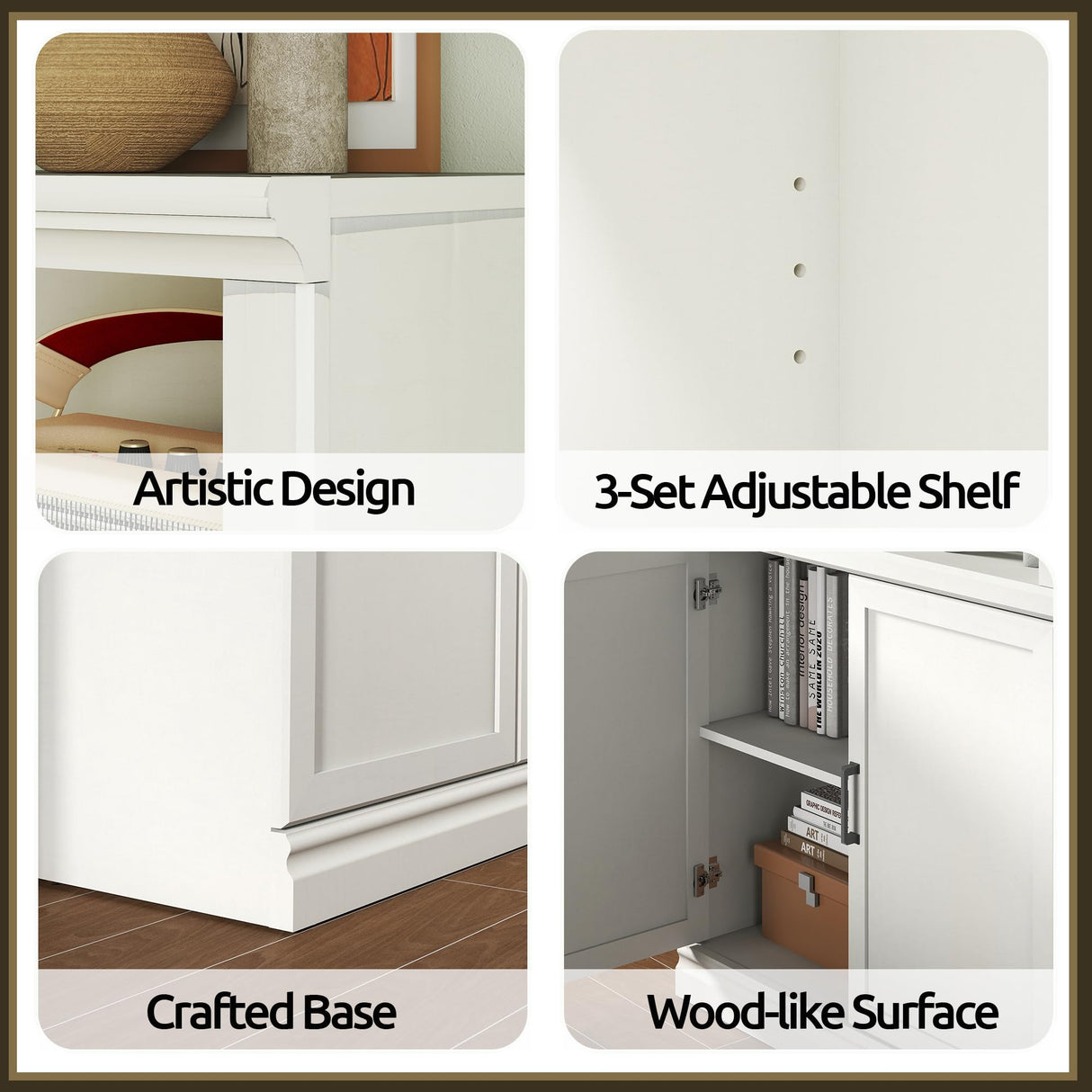 70 Inch Tall Bookcase with Doors, Library Office Bookshelf with Adjustable Shelves, Floor Standing Storage Cabinet for Bedroom Living Room Organizer with Anti Tipping Kit, Soft White Finish Bevfint