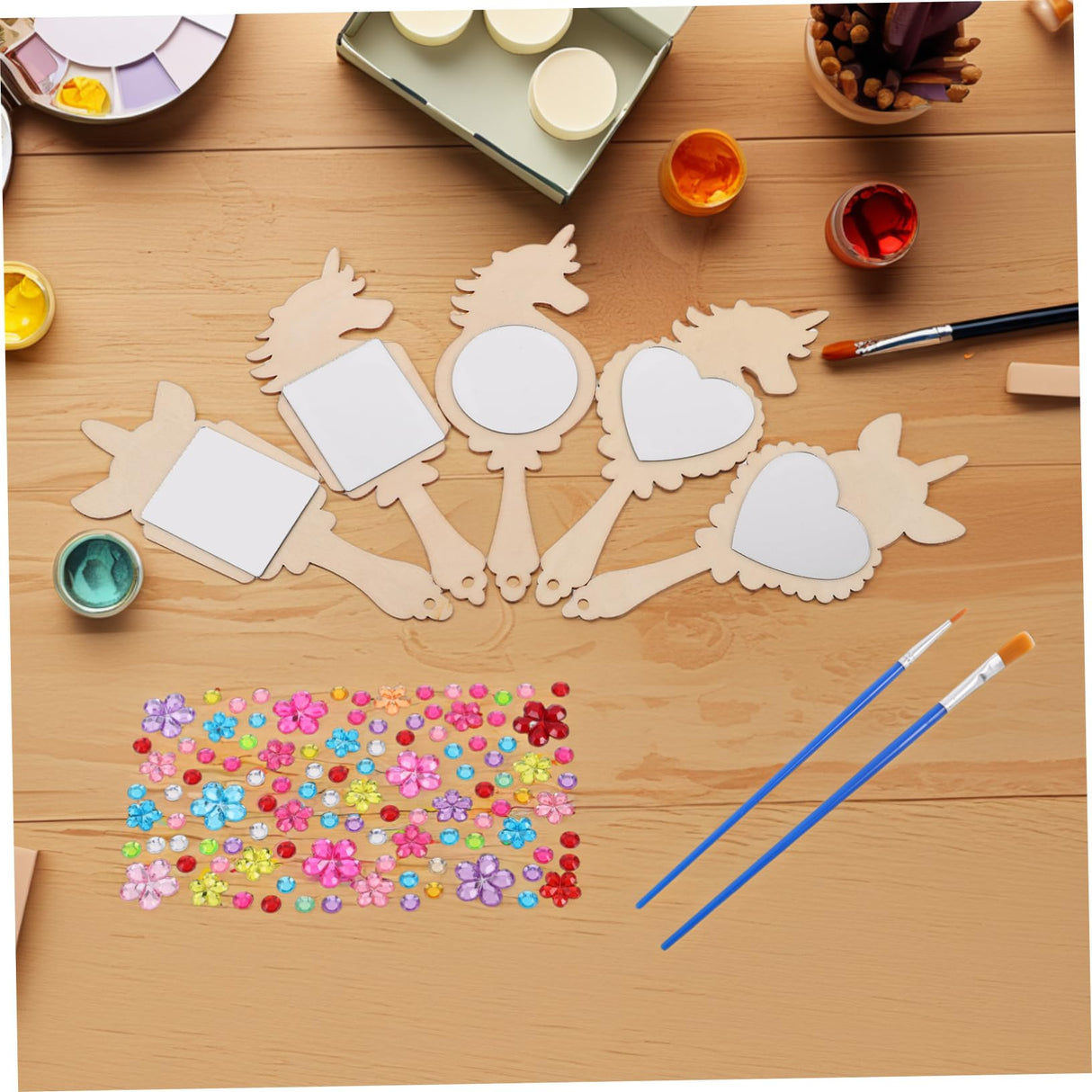 Didiseaon 12-Piece Unfinished Wooden Mirror Craft Set for Kids DIY Princess Hand Mirrors for Girls Birthday Parties and Craft Activities Safe Unbreakable for Toddler Decor Didiseaon
