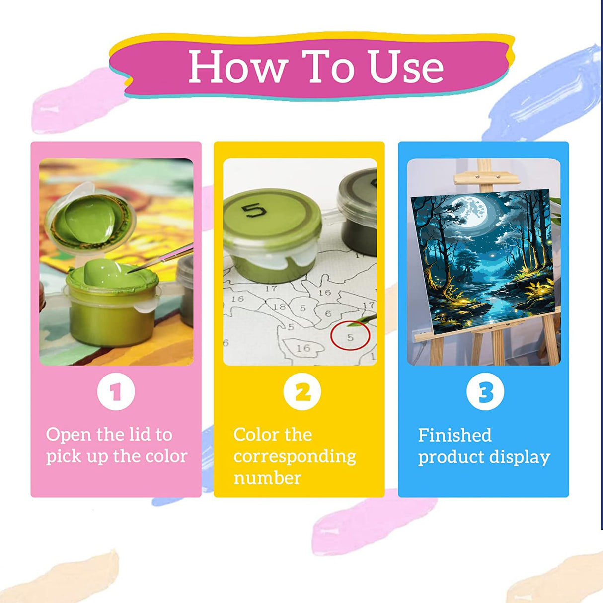 xackcme Moon Paint by Numbers for Adults - Landscape Paint by Number on Canvas Without Frame, DIY Forest Scenery Oil Painting for Gift Home Wall Decor (16x20 inch) xackcme