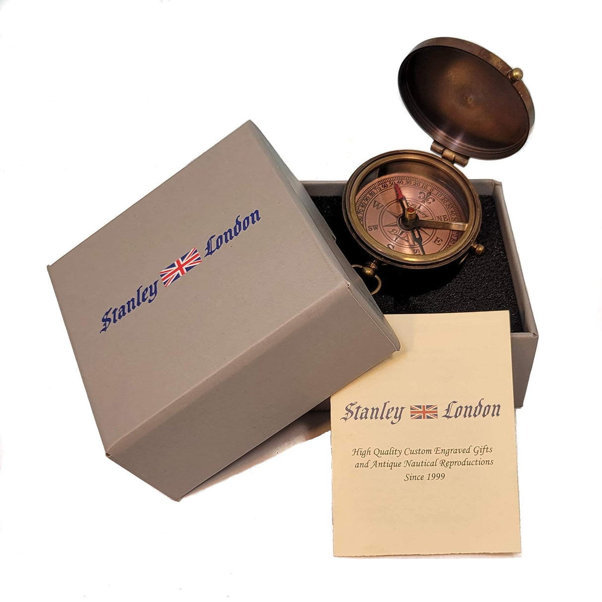 Engraved Compass Personalized | Brass Pocket Compass Gifts for Men, Him, Son, Husband, Grandson, Boys | Engravable Antique Gift Compasses for Graduation, Baptism, Confirmation (Behind You) Stanley London