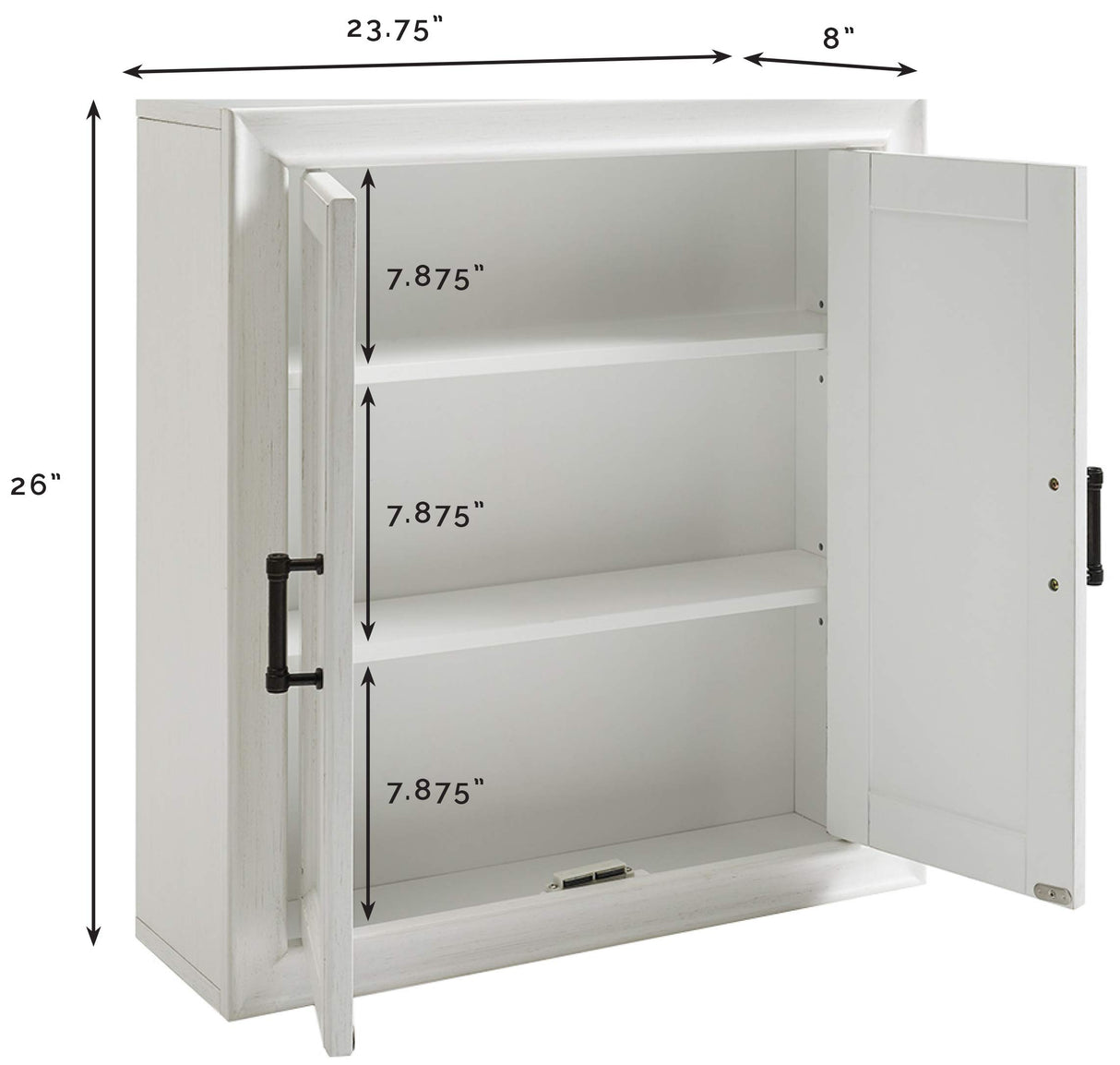 Crosley Furniture Tara Wall Mounted Bathroom Storage Medicine Cabinet with Shelves, Vintage White Crosley Furniture