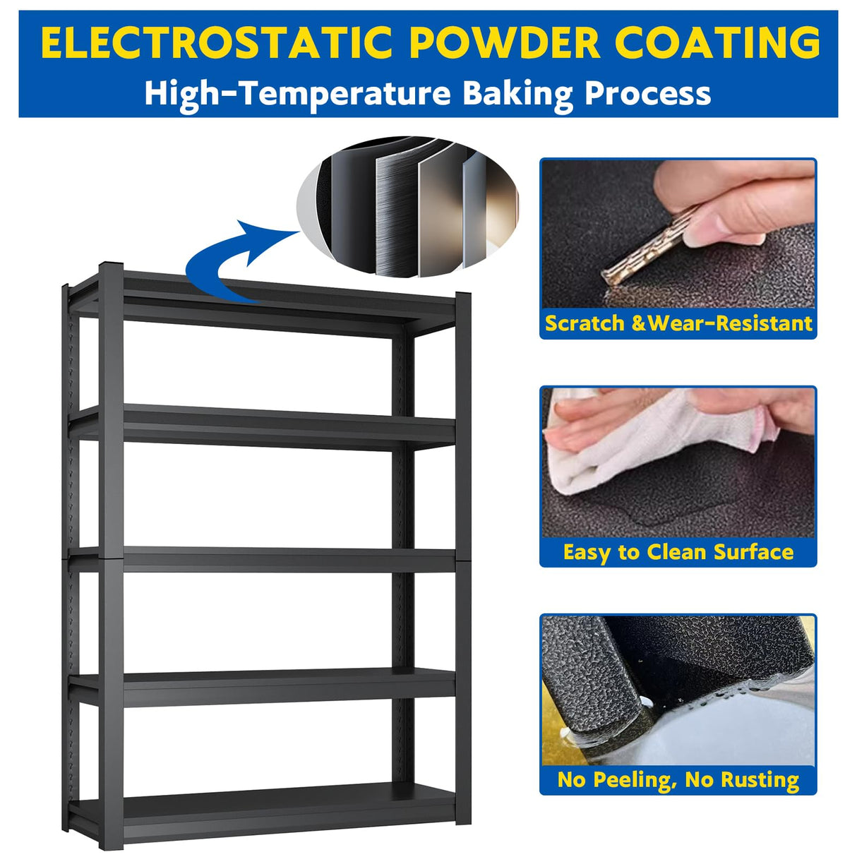 Qxdyt 72''H Garage Shelving Heavy Duty, 2500LBS Storage Shelves, 5-Tier Adjustable Metal Shelve Storage Shelf Rack, Industrial Shelving Unit for Garage, Warehouse, Basement (35" W x 15.7" D x 72" H) Qxdyt