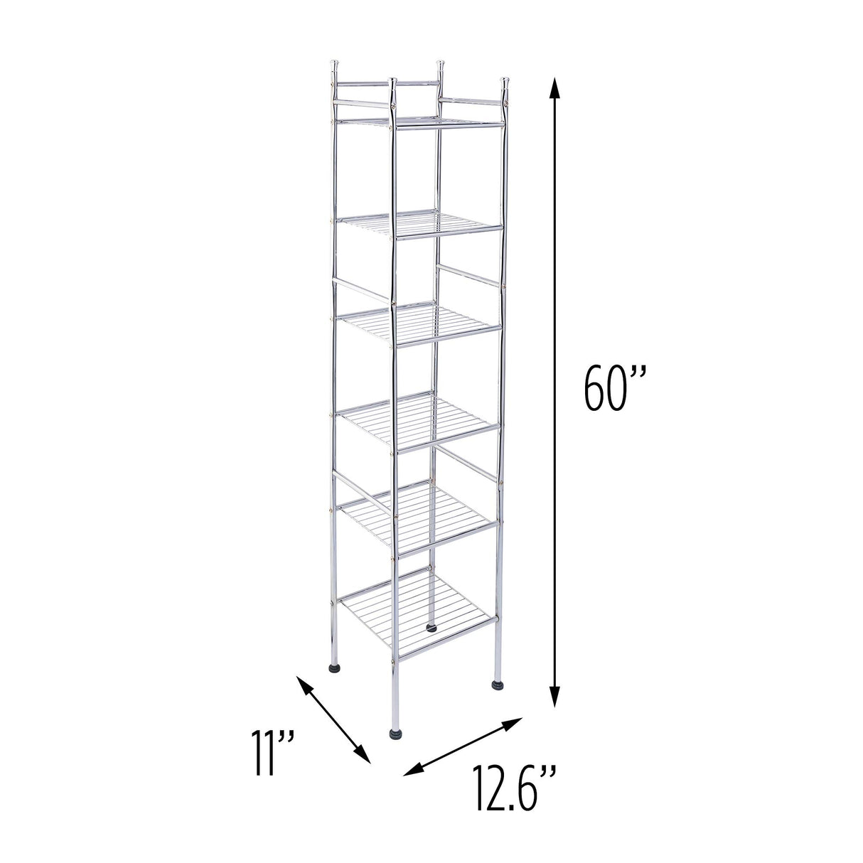 Honey-Can-Do BTH-03484 6 Tier Metal Tower Bathroom Shelf, 12.6†L x 11†W x 59.8†H, Chrome Honey-Can-Do
