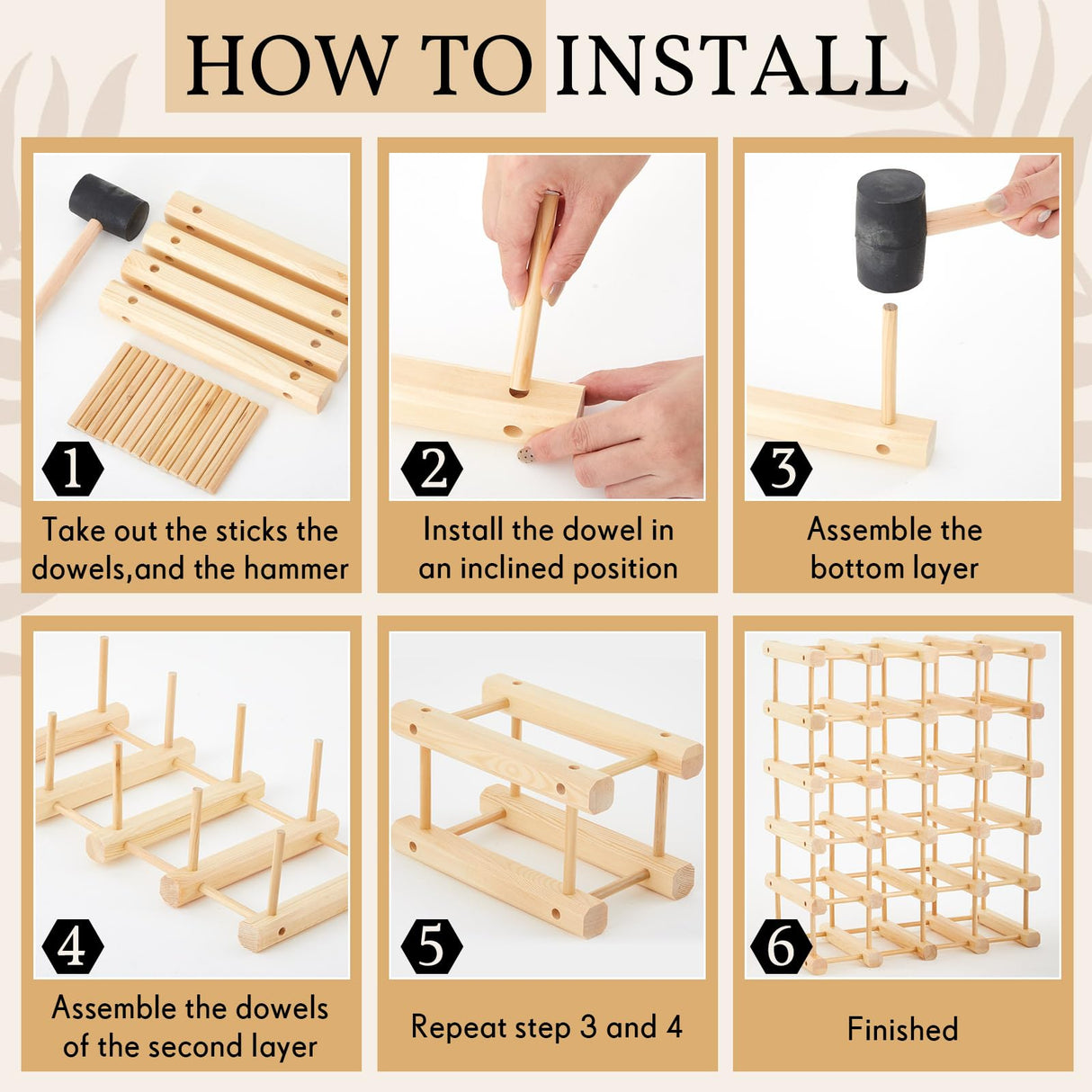 Juexica Wooden Wine Rack Stackable Modular Wine Storage for Inside Cabinet DIY Assembly Wood Wine Shelf Wine Bottle Organizer Insert for Home Cabinet Restaurants Bars Kitchen (24 Bottles) Juexica