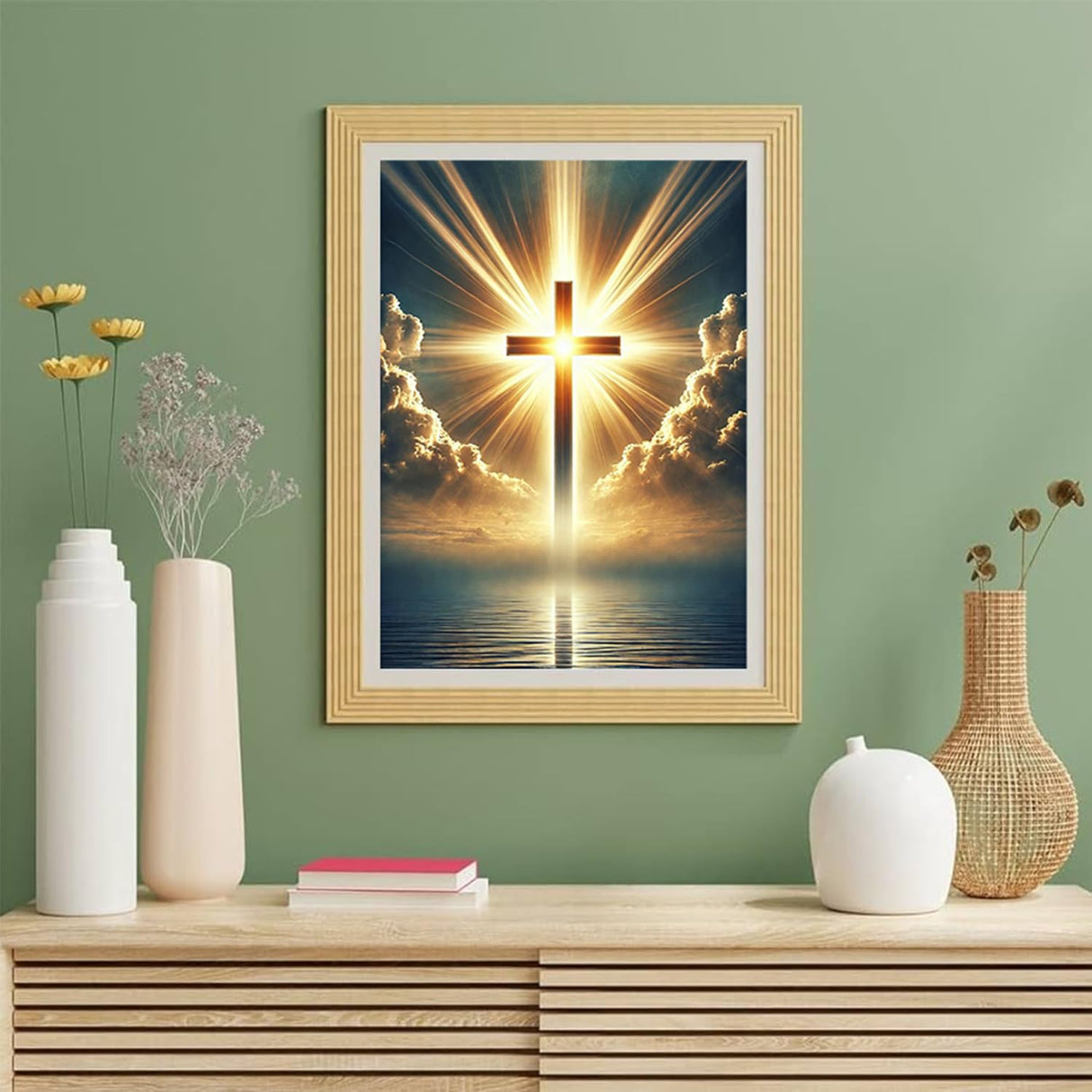 TOPMCYSG Jesus Cross Diamond Art Kits for Adults,Round 5D Diamond Painting Kits for Beginners,DIY Full Drill Diamond Dots Paintings Picture Christ Religious Gem Art and Crafts Home Wall Decor 12x16 in TOPMCYSG