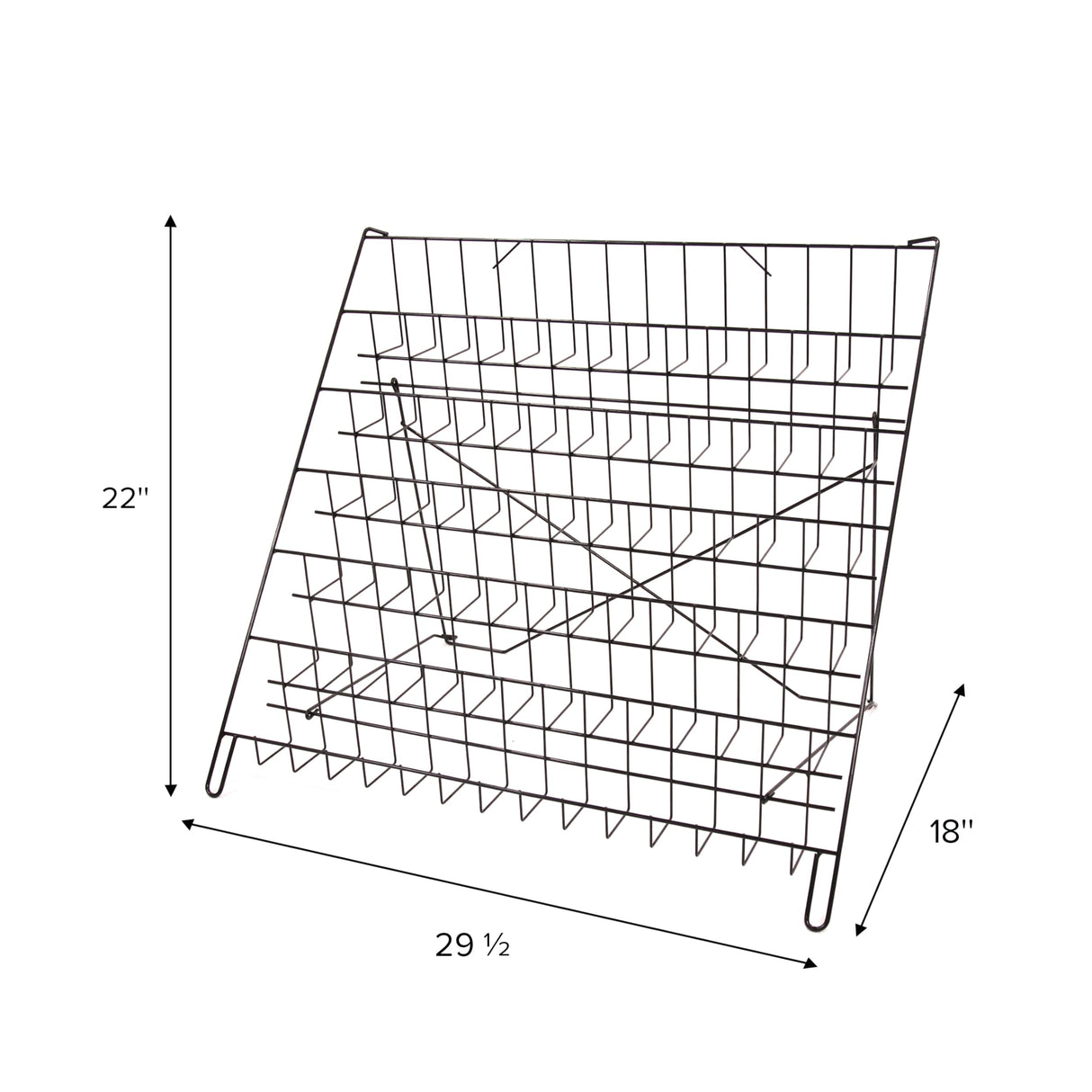 SSWBasics 6-Tier Black Wire Countertop Rack - 22"H x 29½”W x 18"D - Magazine Display Stand - Tabletop Book Display for Comics, Brochures, Cards, and Literature - Sleek, Sturdy, Collapsible Countertop SSWBasics