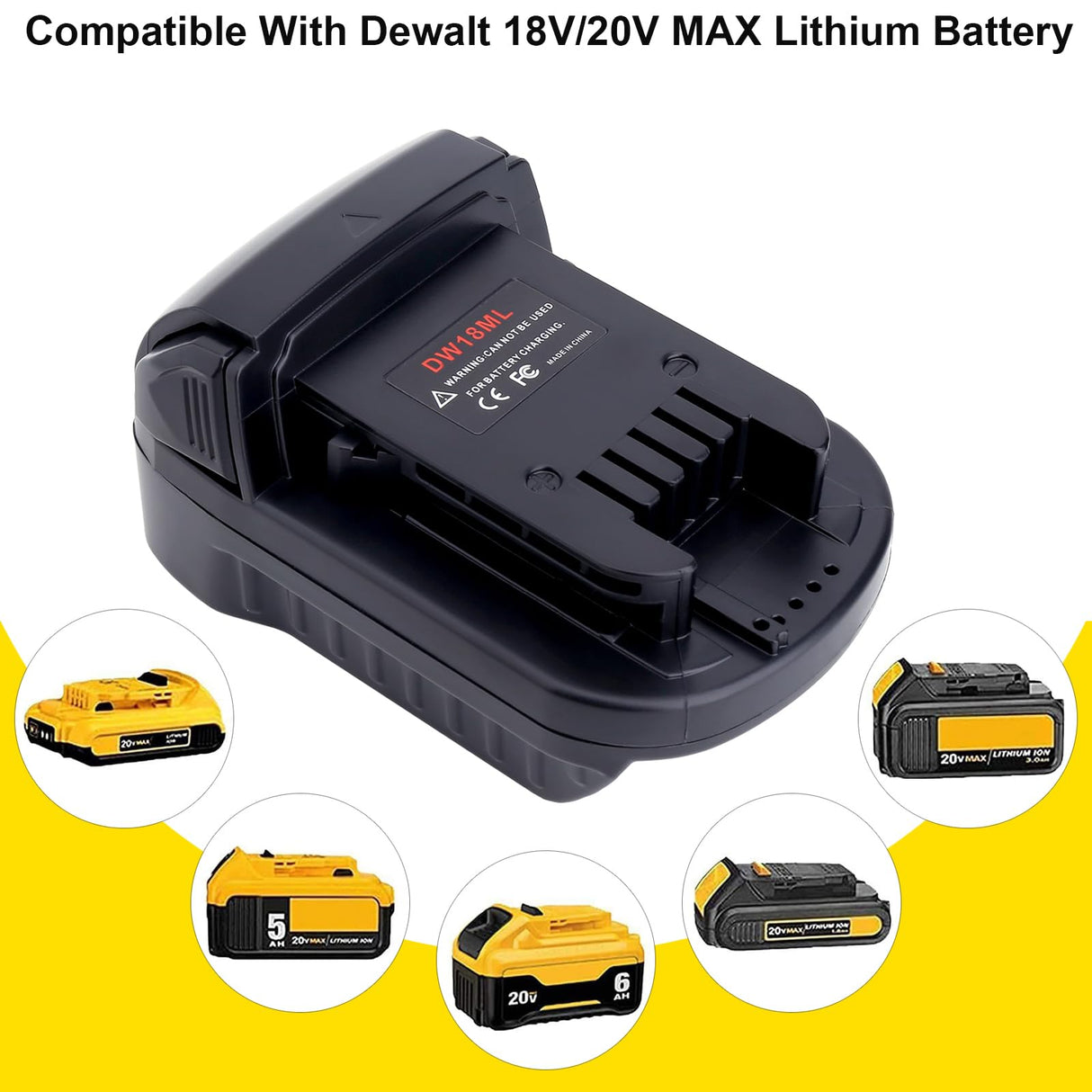 Battery Adapter for DeWalt to Milwaukee Battery, for DeWalt 18V 20V Lithium Battery DCB205 DCB206 Convert to Milwaukee M18 18V Battery 48-11-1850 Use for M18 Series Cordless Power Tool (Adapter only) Qbmel