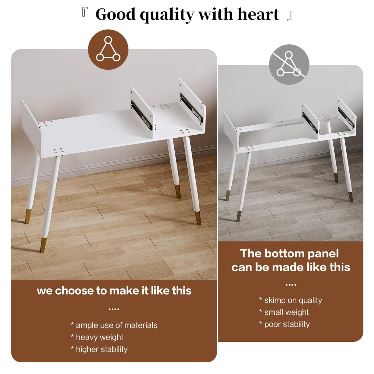 Chrangmay Stylish Corner Vanity desk with mirror and lights,Small makeup vanity with 4 drawers,Modern makeup table with Adjustable Cabinet for Bedroom,Makeup Room,Writing Desk,Brown Chrangmay