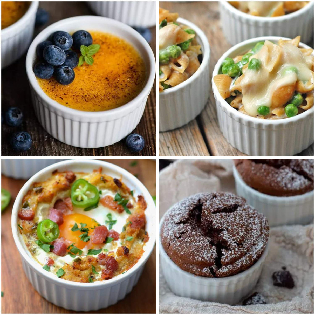 Creme Brulee Making Set - 6 Porcelain Ramekins 6 oz, 304 Stainless Steel Lifting Rack, 9" X 13" Bottom Pan SOLIGT