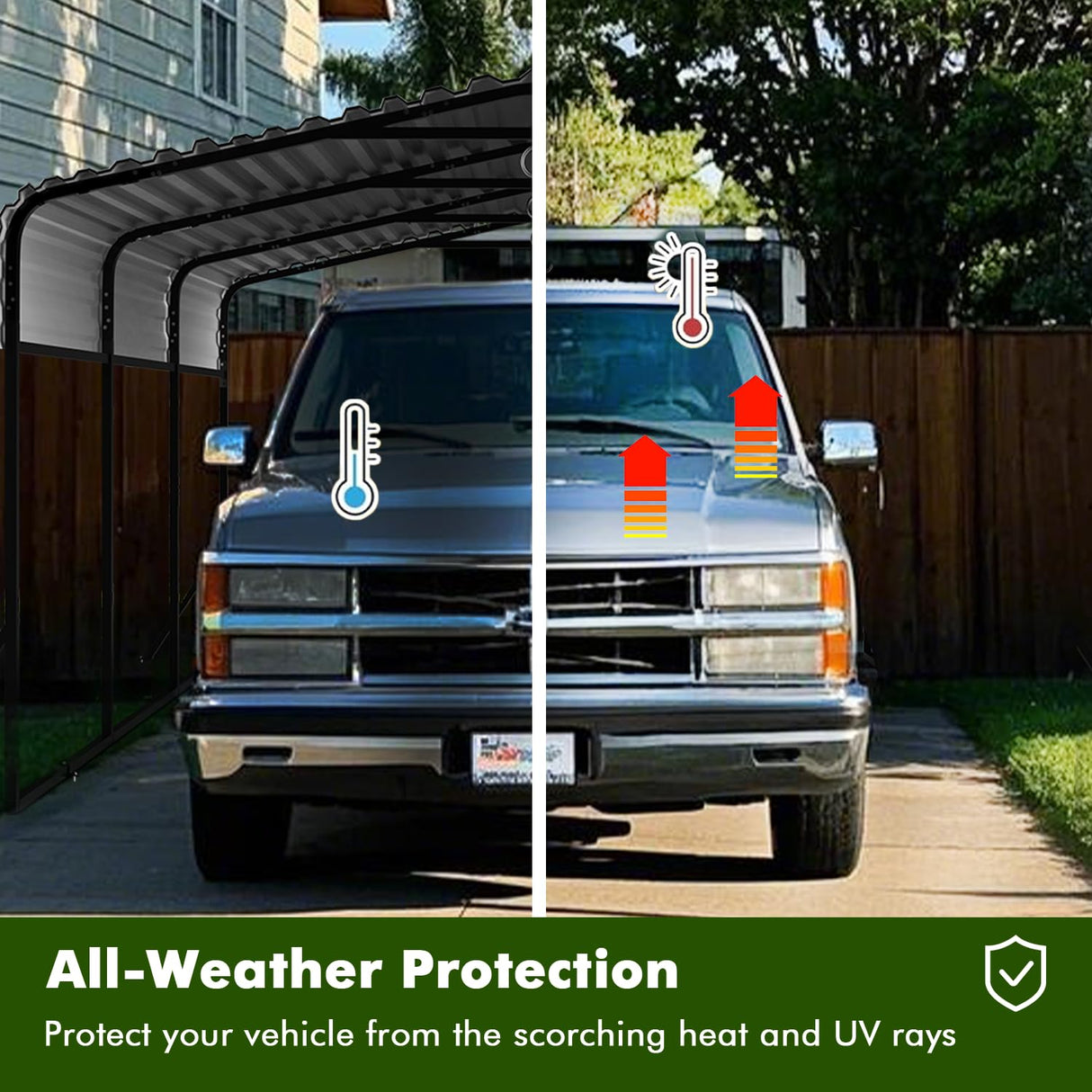 10x15FT Metal Carport, Heavy Duty Car Port Canopy with Iron Roof and Frame, Extra Large Carports Withstand Strong Wind or Heavy Rain, Suitable for Parking Pickup, Boat, Car, and Tractor WUKHG