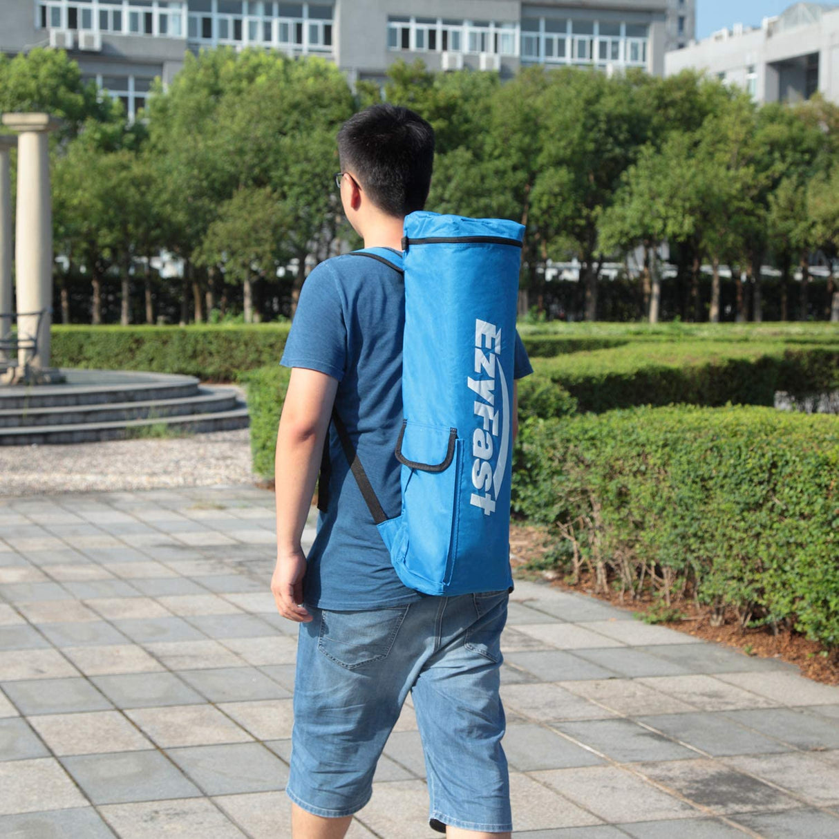 EzyFast Ultra Compact Backpack Canopy, Pop Up Shelter, Portable Sports Cabana, 7.5 x 7.5 ft Base / 6 x 6 ft top for Hiking, Camping, Fishing, Picnic, Family Outings EzyFast