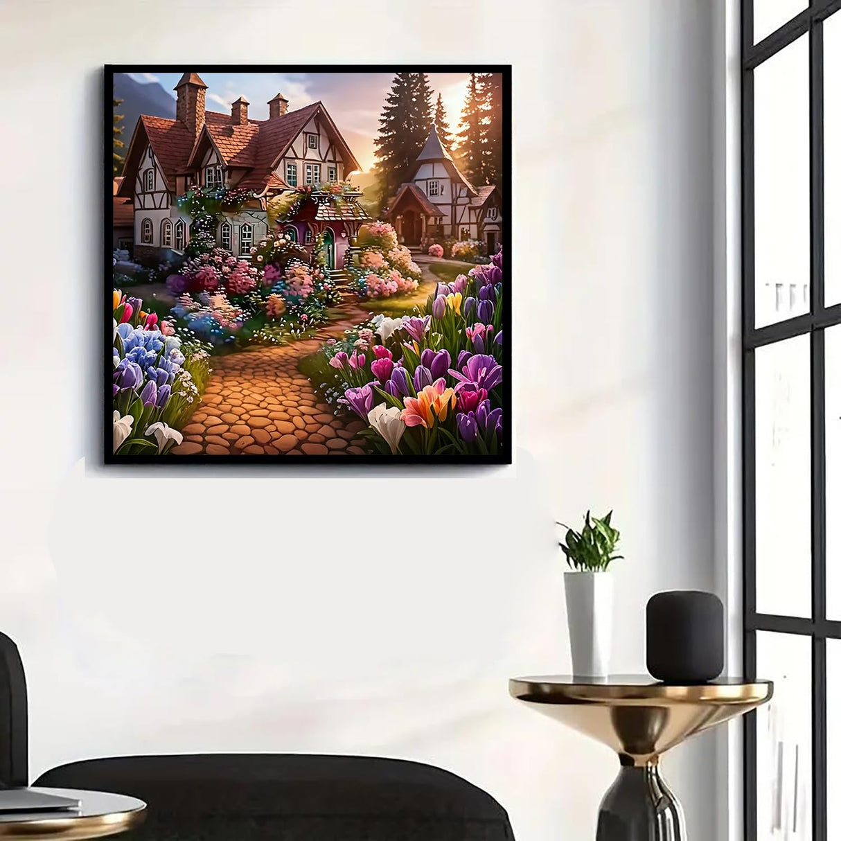 GXGLLPZBY 5D Diamond Painting Kit for Adults Beginners,DIY House Flower Paint by Diamond Art Kits,Suitability Friends Full Round Drill Diamonds Dots Gem Art,Home Wall Decor 13.78x13.78 Inch GXGLLPZBY