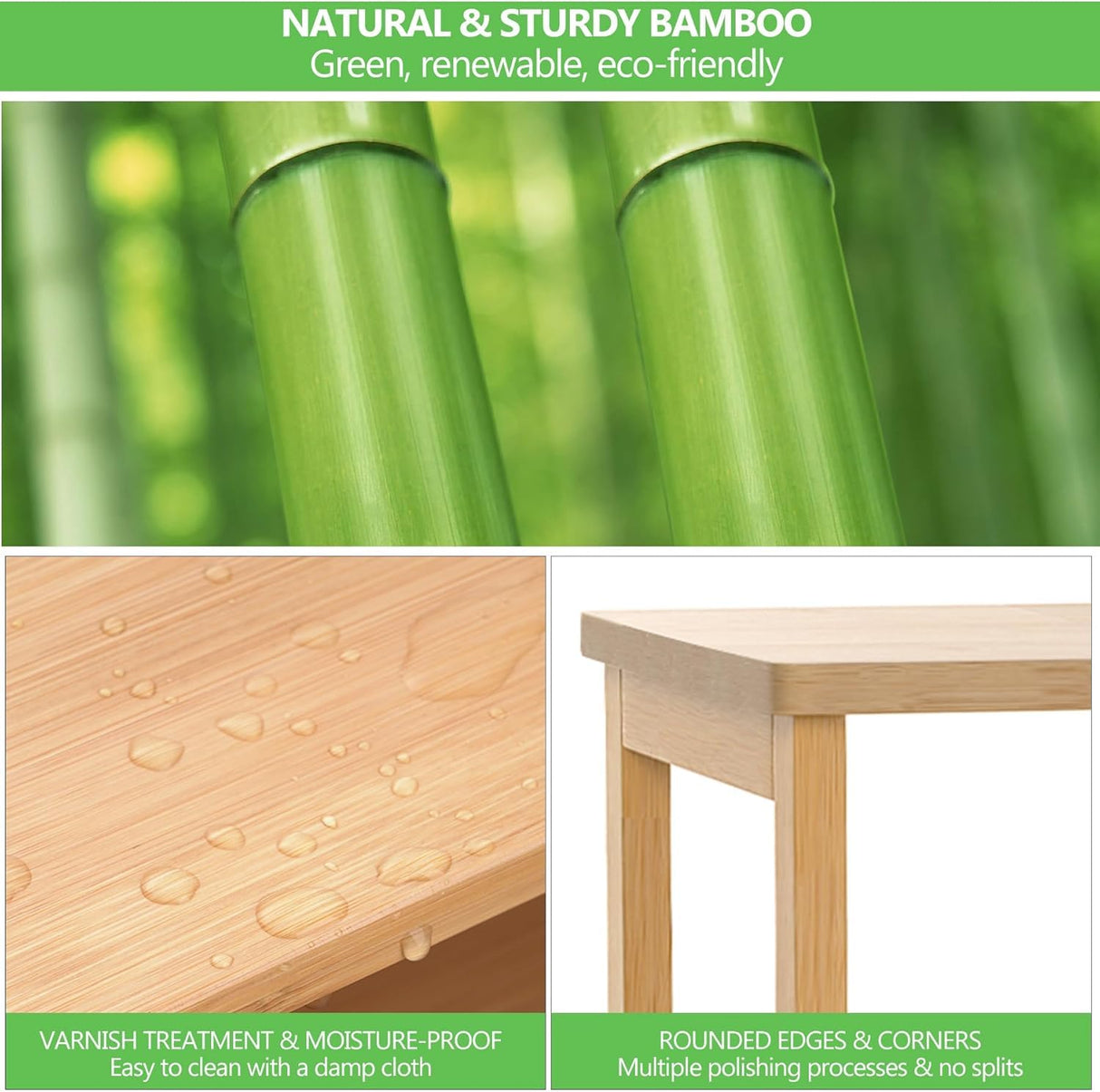 FoverOne Bamboo Bathroom Storage Cabinet with 2 Doors, Bathroom Floor Freestanding Cabinets Organizer for Living Room, Kitchen, Entryway FoverOne