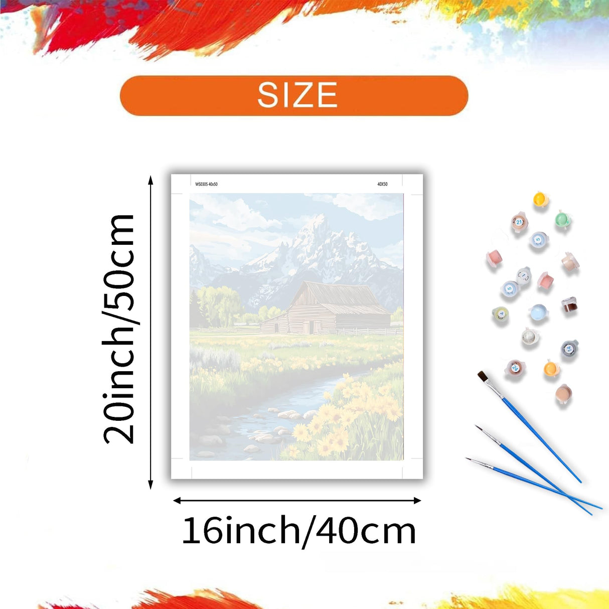 ARNLRDYA Grand Teton National Park Paint by Numbers for Adult, Moulton Barn Painting by Number Kits, Snow Mountains Flower Scenery DIY Acrylic Painting for Home Wall Decor(16×20inches, Unframe) ARNLRDYA