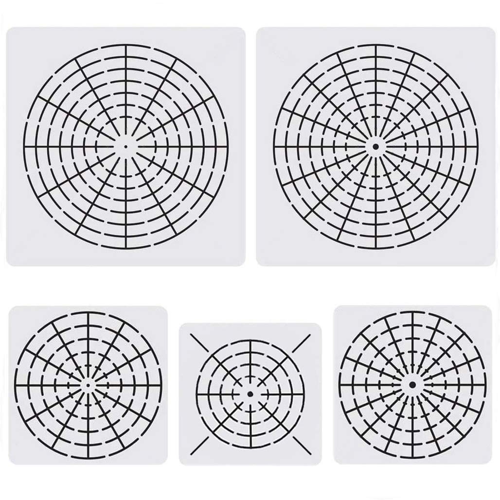 5 Pieces Mandala Dot Painting Tool Stencils Template Set, 8/12/16 Segment Creative Mandala Stencils Reusable Painting Stencils for DIY Painting Art Projects On-Airstore