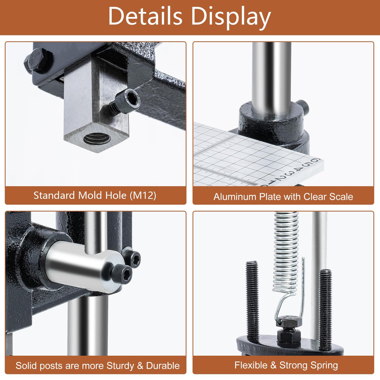CXRCY Leather Hole Puncher & Press Machine, Manual Hole Punch Set for Leatherworking DIY Craft Leather Hole Punching,Setting Rivets,Button Snaps with 13pcs Punches, PP & Aluminum Plate CXRCY