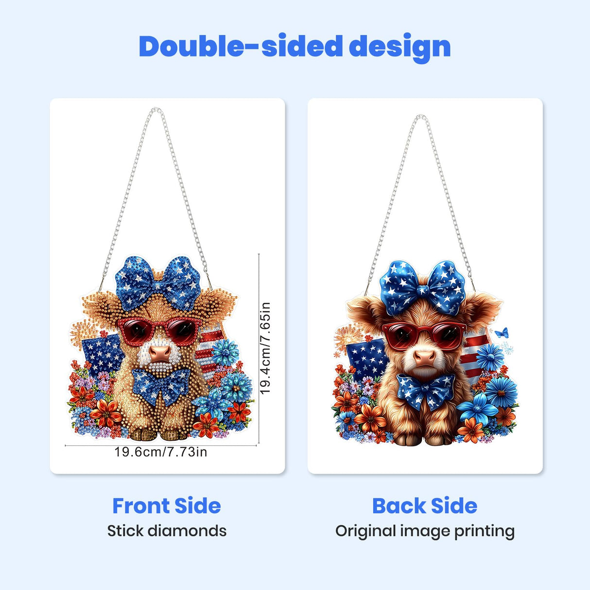 MXJSUA Highland Cow Special Shaped Hanging Diamond Painting Art Kits for Adults, Crystal Rhinestone Acrylic Gem Art Pendant Ornaments Kit for Home Decoration and Gift MXJSUA