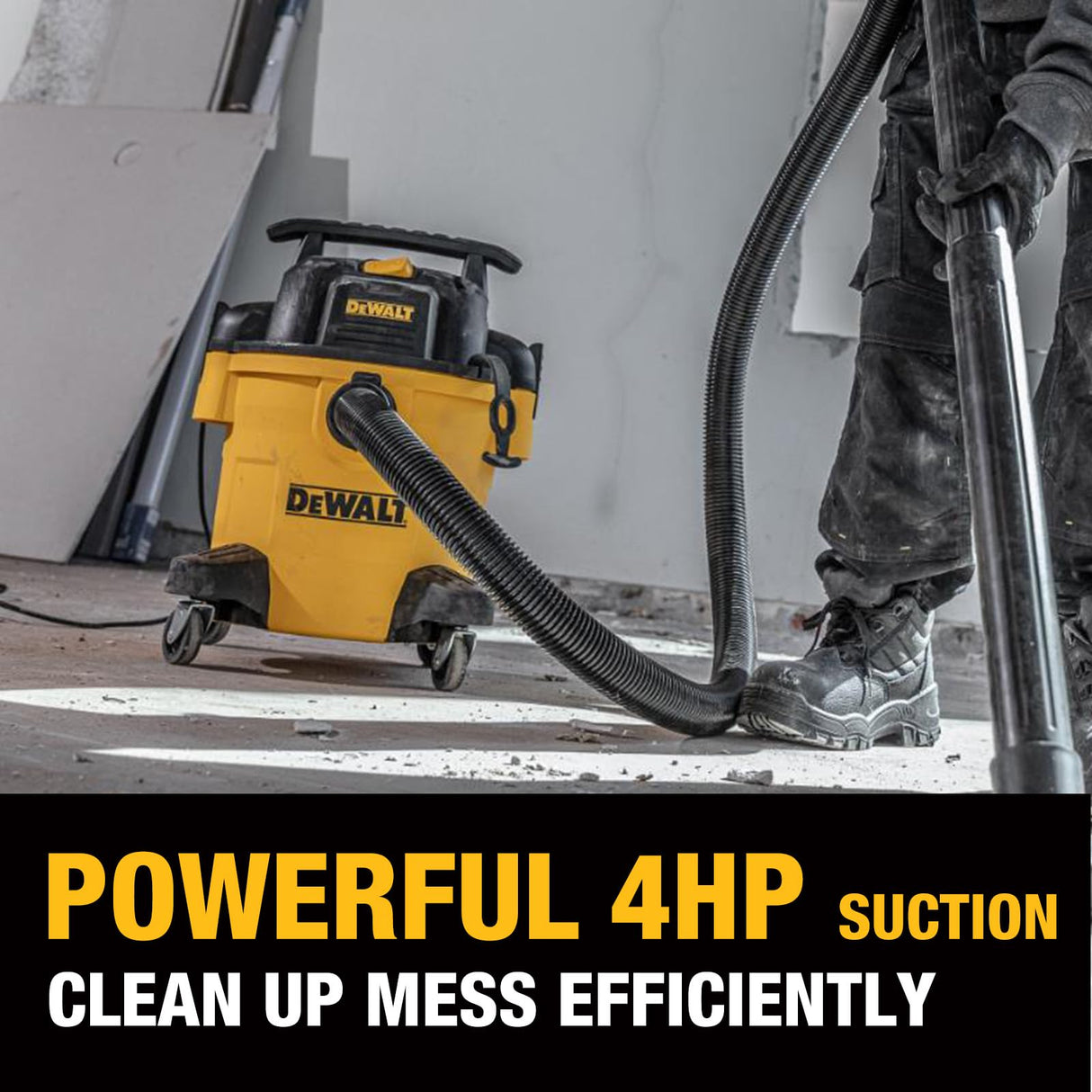 DEWALT 5 Gallon STEALTHSONIC Shop Vacuum Wet and Dry, Powerful Suction & Portable Shop Vac with Attachments, Ultra Quiet Wet Dry Vac for Home, Garage, Car, Workshop, Jobsite, DXV05P-QT, 4 Peak HP DEWALT