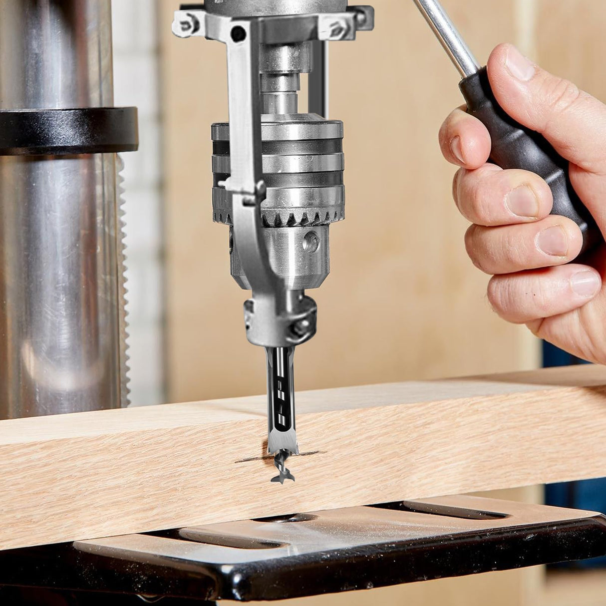 Square Hole Drill Bit Adapter and 4 pcs Square Hole Drill Bits, Easy Installation and Disassembly Mortising Attachment for Drill Press, Mortise Machine, Power Tool Accessory for Drill Machines Yuqutum