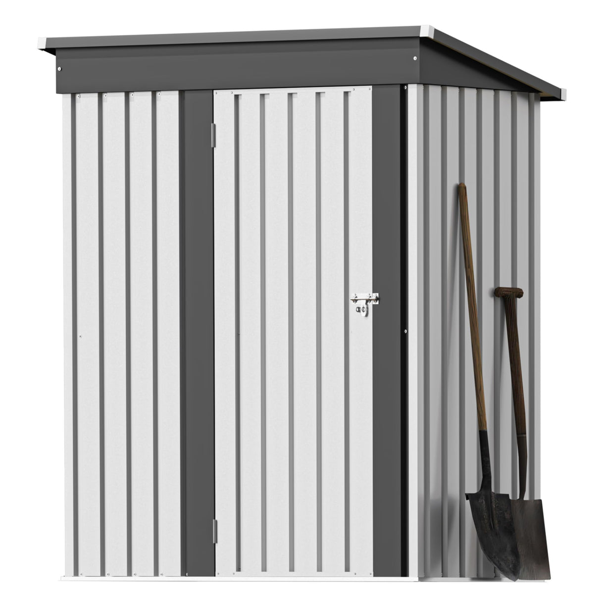 Greesum 5×3 FT Outdoor Storage Shed, Metal Storaged Sheds Without Floor, Tool Sheds with Lockable Doors and Sloping Roof for Garden, Patio, Backyard, White Greesum