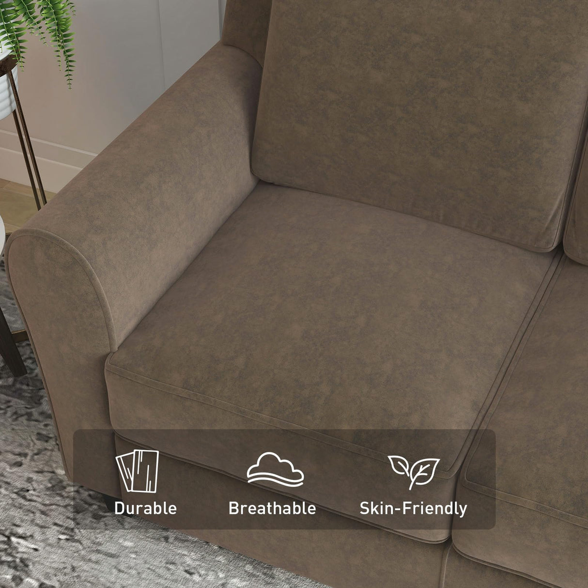 Bonzy Home 80.7" Brown Couch, 3 Seater Sofa for Living Room, Modern Comfy Couches with Thick Cushion for Home Apartment Office Bonzy Home