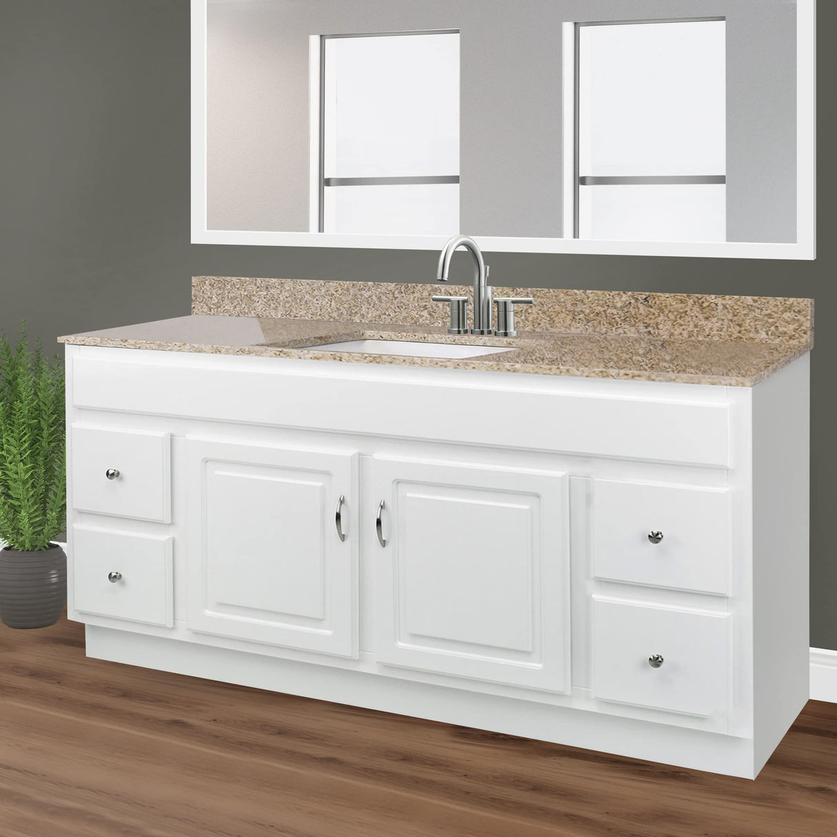 Design House Concord 60 Inch Bathroom Vanity, Ready to Assemble, Solid Wood, White, 587030 Design House