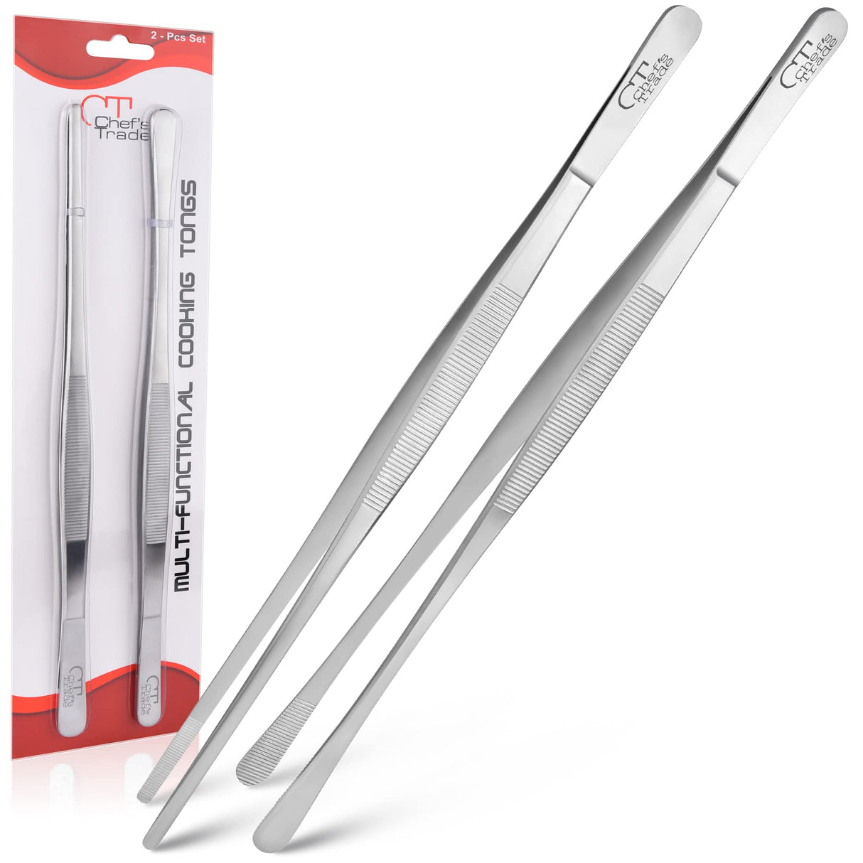 Chef's Trade Professional Kitchen & Cooking Tweezers/Tongs 12" Stainless Steel Multi-Use CHEF'S TRADE