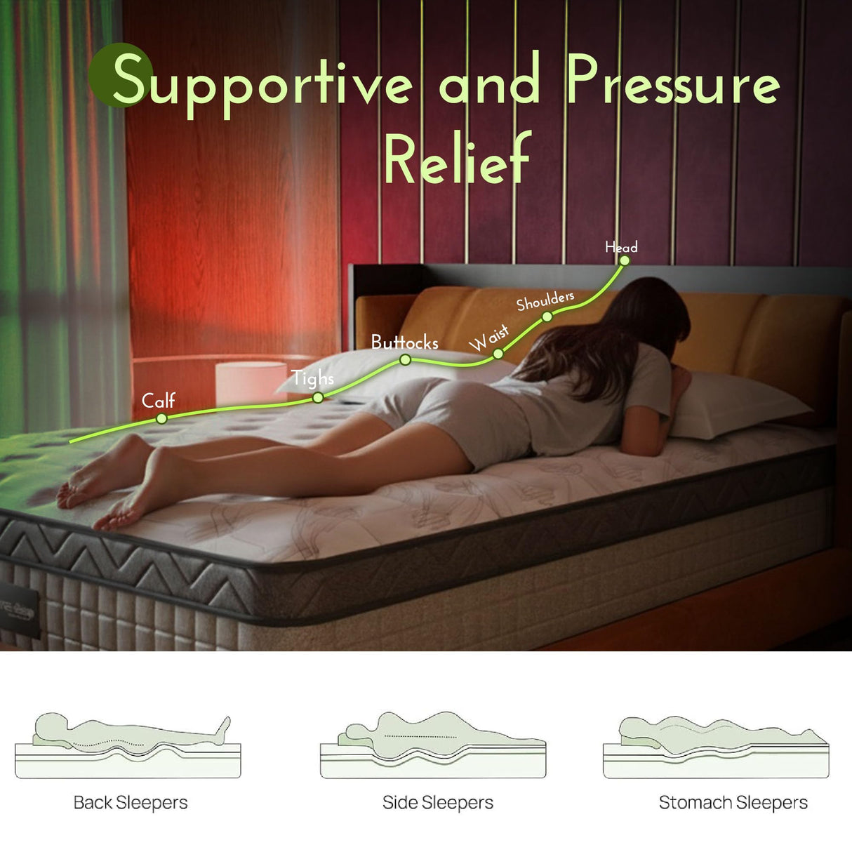 SAYREE 10 Inch Queen Hybrid Memory Foam Mattress in a Box – Cooling Gel, Medium Firm Support, CertiPUR-US & Oeko-TEX Certified, Pressure Relief for Back Pain SAYRE SLEEP